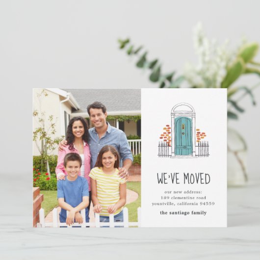 Blauwe Deur | Fotoverhuisbericht Aankondiging (Staand voorkant)