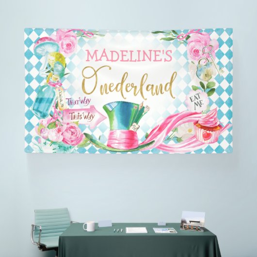 Blauwe Diamant 6x10 Alice Onederland Verjaardagsba Spandoek (Beurs)