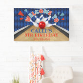 Blauwe Diamant Streep Laten we Bowling Verjaardag Spandoek (Insitu)