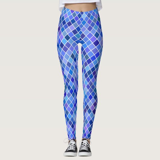 Blauwe diamantpatroon vrouwen leggings (Voorkant)