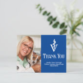 Blauwe Dierarts Foto Aangepaste Dankjewel Briefkaart (Staand voorkant)