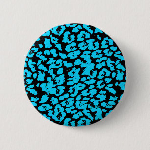 Blauwe Diervlekken Abstract Ronde Button 5,7 Cm