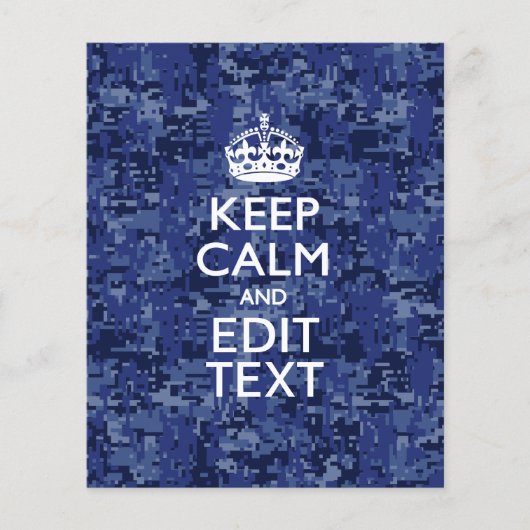 Blauwe digitale camo BEHOUD CALM EN geef Tekst uit Flyer (Voorkant)