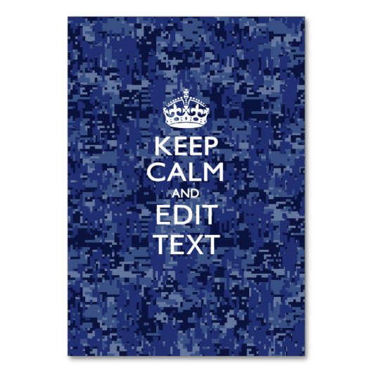 Blauwe digitale camo BEHOUD CALM EN geef Tekst uit Kaart (Voorkant)