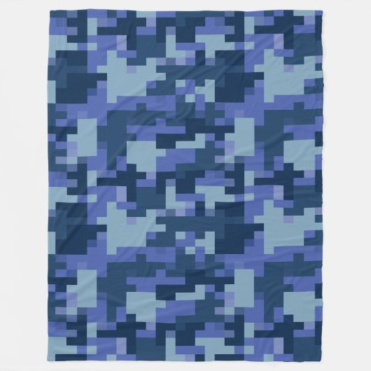 Blauwe digitale camouflage fleece deken (Voorkant)