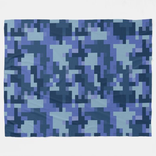 Blauwe digitale camouflage fleece deken (Voorkant (Horizontaal))