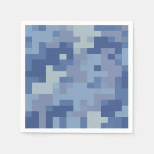 Blauwe digitale camouflage papieren servetten