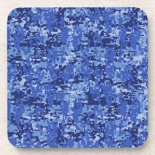 Blauwe Digitale Pixels Camouflage Decor Textuur Drankjes Onderzetter (Voorkant)