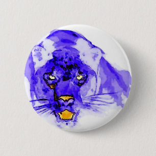 Blauwe Digitale Pop Kunst Jaguar Ronde Button 5,7 Cm
