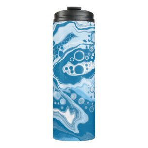 Blauwe digitale pour-schilderende, vloeibare teken thermosbeker