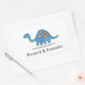Blauwe Dinosaur-bladkookplaten Rechthoekige Sticker (Envelop)