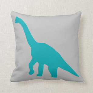 Blauwe Dinosaur-kussen, grijs Kussen