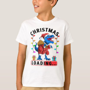 Blauwe Dinosaur T Rex Kerst Laden T-shirt