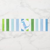 Blauwe Dinosaurus met blauwe en groene strepen Waterfles Etiket (Enkel label)