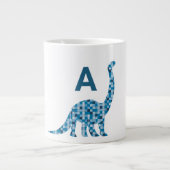 Blauwe dinosaurus monogram extra grote beker (Voorkant)
