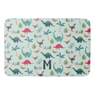 Blauwe Dinosaurus Monogram Kinderen Badkamer Badma Badmat