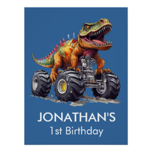 Blauwe Dinosaurus T-Rex Monster Truck, Perfect Poster