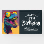 Blauwe Dinosaurus verjaardag Spandoek (Horizontaal)