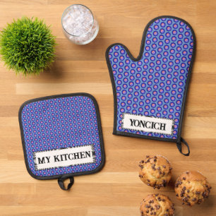 Blauwe Disc Lint door Kenneth Yoncich Ovenwant & Pannenlap Set