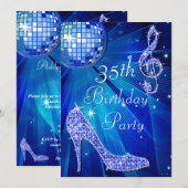 Blauwe Disco Bal en Hakken 35e Verjaardag Kaart (Voorkant / Achterkant)