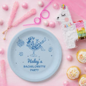 Blauwe Disco Cowgirl Rodeo Bachelorette Weekend Papieren Bordje (Feest)