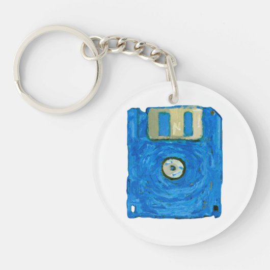 Blauwe diskette van Vincent van Gogh Sleutelhanger (Voorkant)