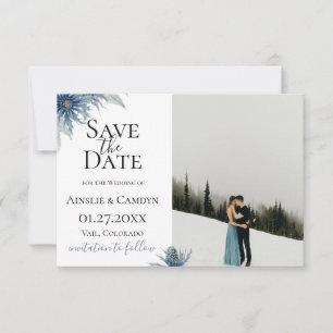 Blauwe Distel Foto Save The Date Aankondiging