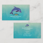 Blauwe dolfijn springt over kleurrijk water visitekaartje (Voorkant / Achterkant)