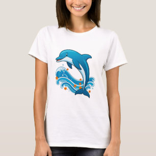 Blauwe Dolfijn Springt Over Oceaangolven T-shirt