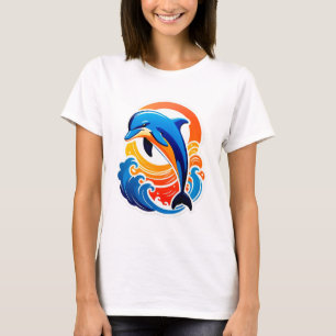 Blauwe Dolfijn Springt Over Oceaangolven T-shirt