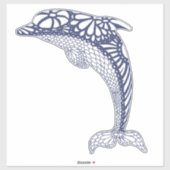 Blauwe Dolfijn Tiki Stijl Patterned Sealife Sticker (Vel)