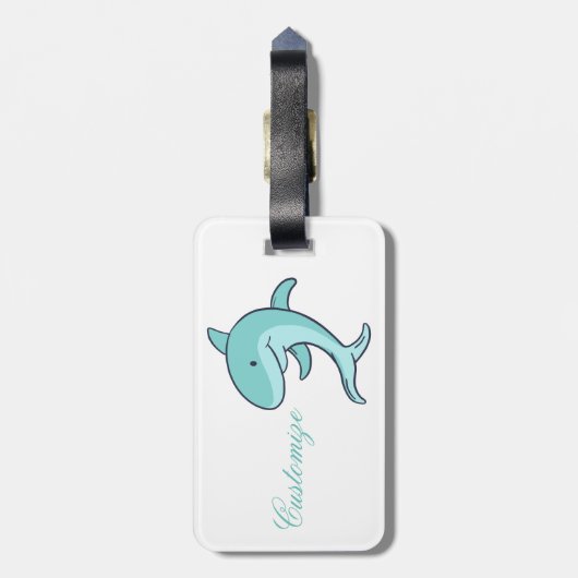 Blauwe dolfijnen Leaping Thunder_Cove Bagagelabel (Achterkant verticaal)
