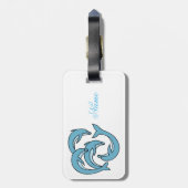 Blauwe dolfijnen omcirkelen Thunder_Cove Bar Bagagelabel (Achterkant verticaal)