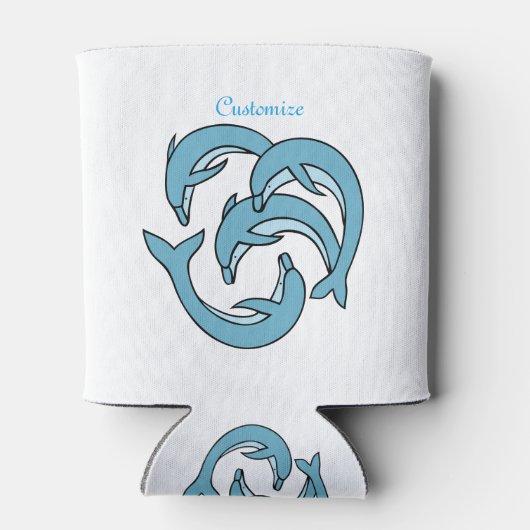 Blauwe dolfijnen omcirkelen Thunder_Cove Blikjeskoeler (Achterkant)