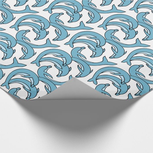 Blauwe dolfijnen omcirkelen Thunder_Cove Cadeaupapier (Hoek)
