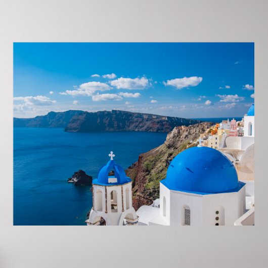 Blauwe Domes van Santorini Poster (Voorkant)