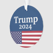Blauwe Donald Trump 2024 Amerikaanse vlag Ornament (voorkant)