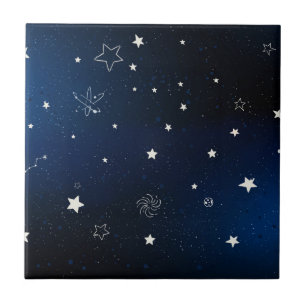 Blauwe donkere melkweg tegeltje