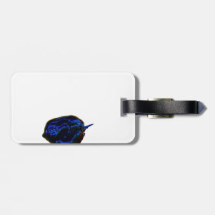 blauwe donkerpeper op de onderkant van het afbeeld bagagelabel