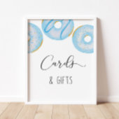 Blauwe donut baby strooikaarten en geschenken poster