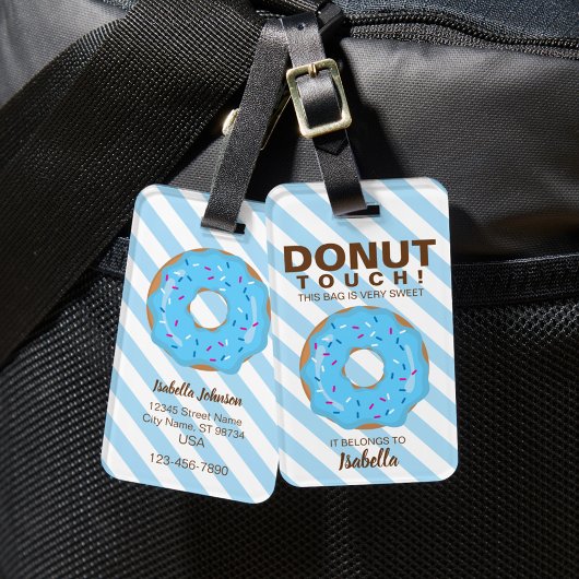 Blauwe Donut Bagage Label