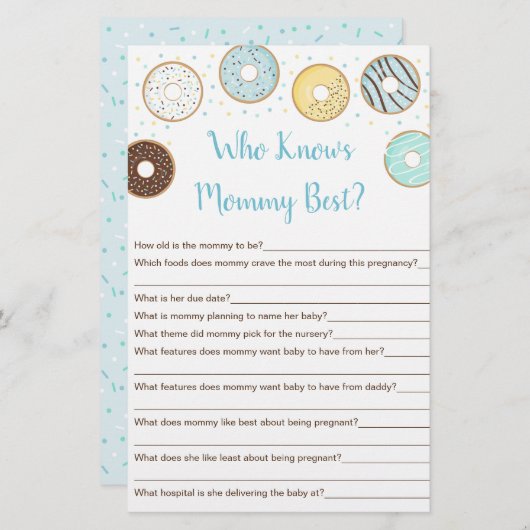 Blauwe Donut die mama het beste spel kent (Voorkant / Achterkant)