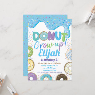 Blauwe Donut Groei Op Jongen Kid Verjaardagsfeest Kaart