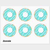 Blauwe Donut Ronde Sticker (Vel)
