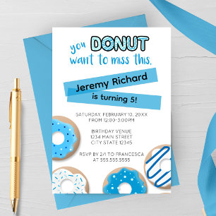Blauwe Donut Verjaardagsuitnodiging Kaart