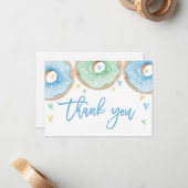 Blauwe donuts bedankt notitiekaartje (Voorkant / Achterkant in situ)