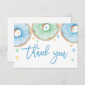 Blauwe donuts bedankt notitiekaartje (Voorkant / Achterkant)