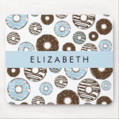 Blauwe Donuts, Bruine Donuts, Strooien, Jouw naam Muismat (Voorkant)