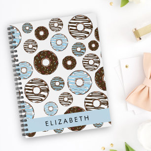Blauwe Donuts, Bruine Donuts, Strooien, Jouw naam Notitieboek