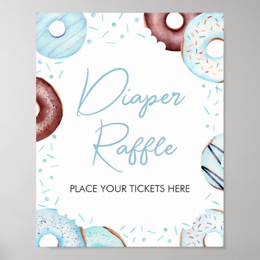 Blauwe Donuts en Luiers Luier Raffle Poster (Voorkant)